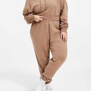 Good American Boyfriend Sweatpants Putty Brown Cotton Size 5 (= 16-18 = 2X) NWOT